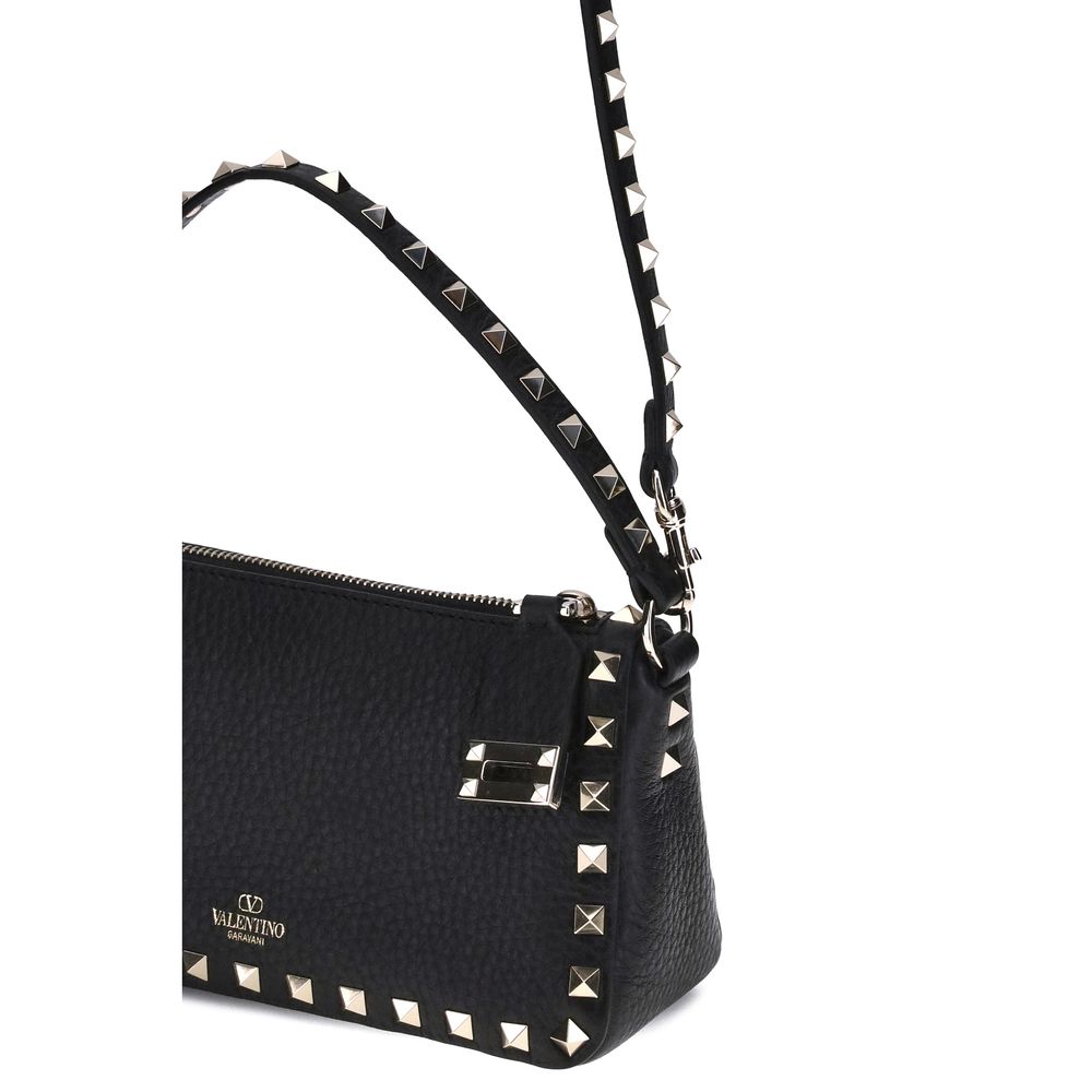 Valentino Garavani Schwarze Kalbshaut Bos Taurus Schultertasche
